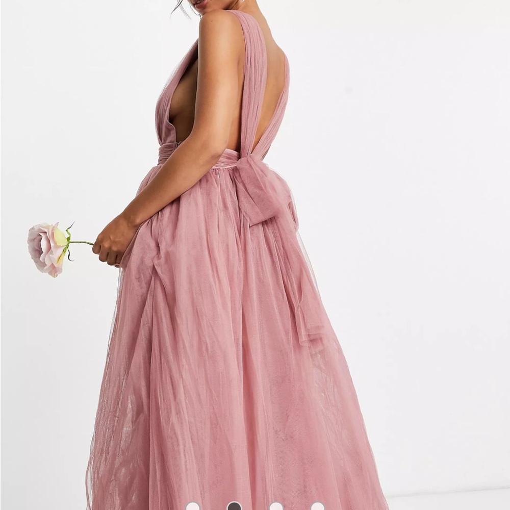ASOS Rose tulle plunge maxi dress w bow back